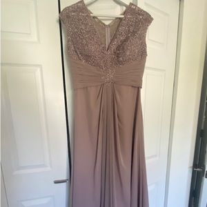 Madeline Gardner Purple Beaded Floor-Length Gown